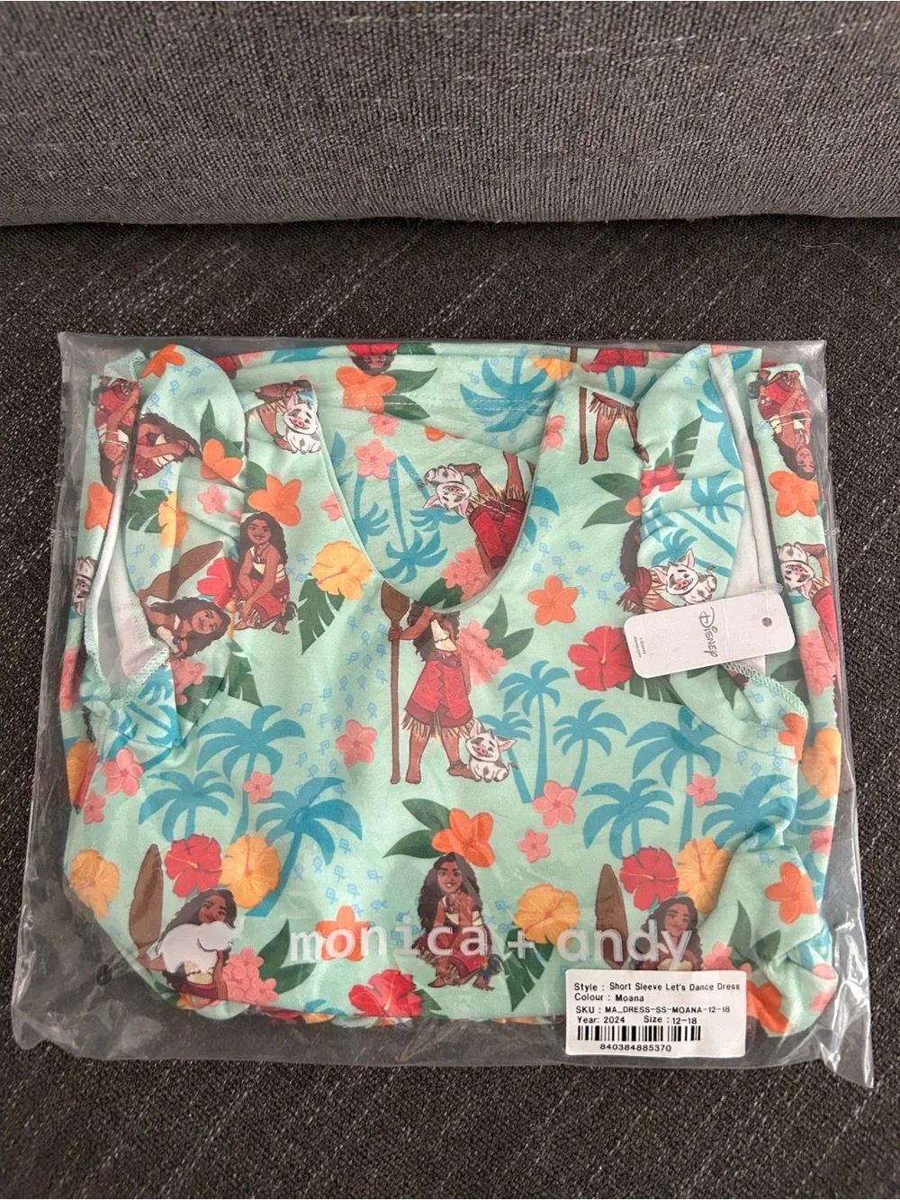 Monica + Andy Disney Moana Dress 12-18M Organic Cotton NWT